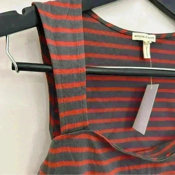 Articles Of Society Gray Red Sleeveless Striped Square Neck Tank Top Women's M - Picture 2 of 6
